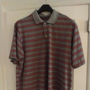 Adidas Golf shirt SS 2xl, grey orange striped